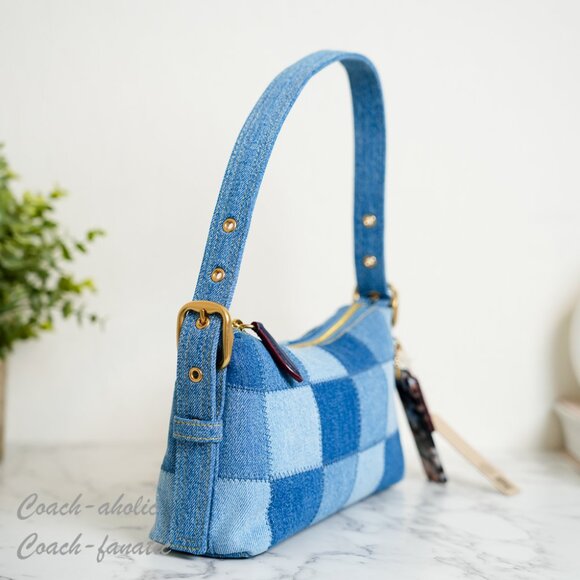 Coach Coachtopia Alter/Ego Small Slouchy Shoulder Bag In Upcrafted Cotton CDT10 - Picture 6 of 16